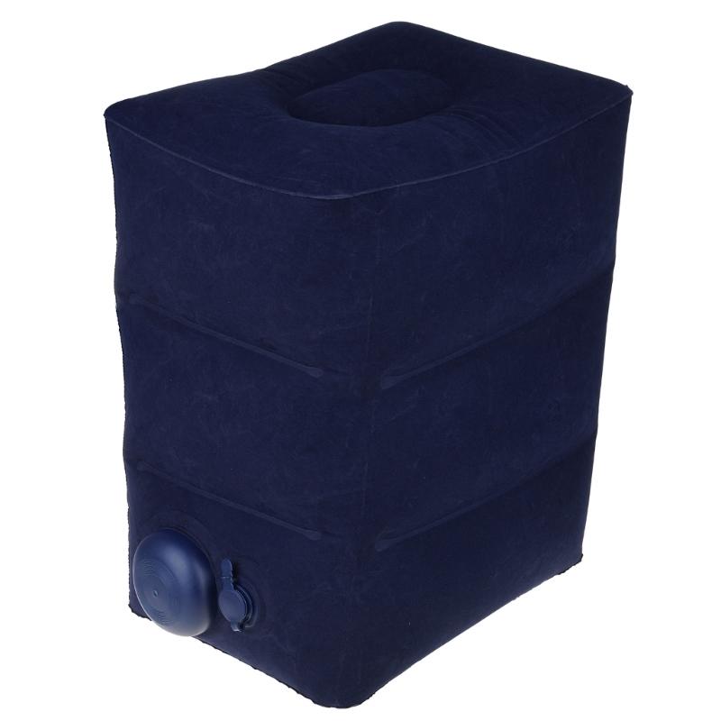 

Foot Rest Pillow Inflatable with Soft Flockeds Surfaces on Long Trip Travel Enhances Comfort темно-синий