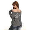 [Designer Style] American-Style Striped Off-Shoulder Sexy Top for Women, Autumn Casual Loose Long-Sleeve Top for a Lazy and Trendy Look