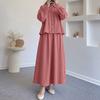 ZANZEA Camicetta a Maniche Lunghe da Donna e Gonne Lunghe Casual Set Completi Due Pezzi
