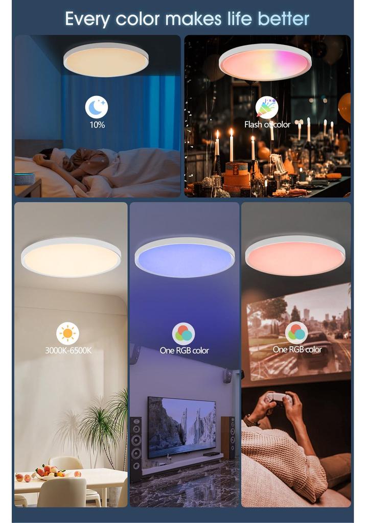 Bluetooth LED Smart Lamp: Modern Three-Proof Graffiti Ceiling Light for Bedroom, Living Room, or Balcony.