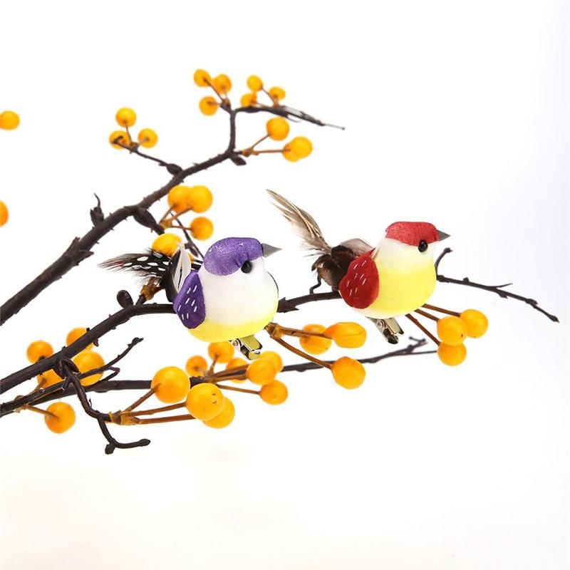 12pcs/Set Simulation Feather Birds Models Fake Artificial Foam Animal Wedding Home Garden Figurine Ornament Miniature Decoration