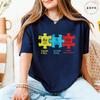 T-shirts Tendance pour Femmes Sensibilisation à l'Autisme Tableau Périodique Au Ti Sm Graphique Puzzle Col Rond Manches Courtes Décontracté FeUnisexe Vêtements Quotidiens Hauts