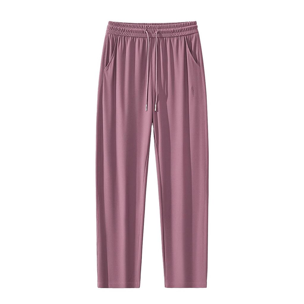 GAGN Dámské letní kalhoty z ledového hedvábí nadměrné velikosti - Lehké kalhoty s rovnými nohavicemi pro ženy středního věku 200 Jin