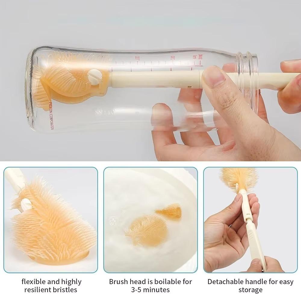 Long Handle Baby Bottle Cleaner Brush with Box Silicone Bottle Brush Baby Bottle Brush Kit Travel