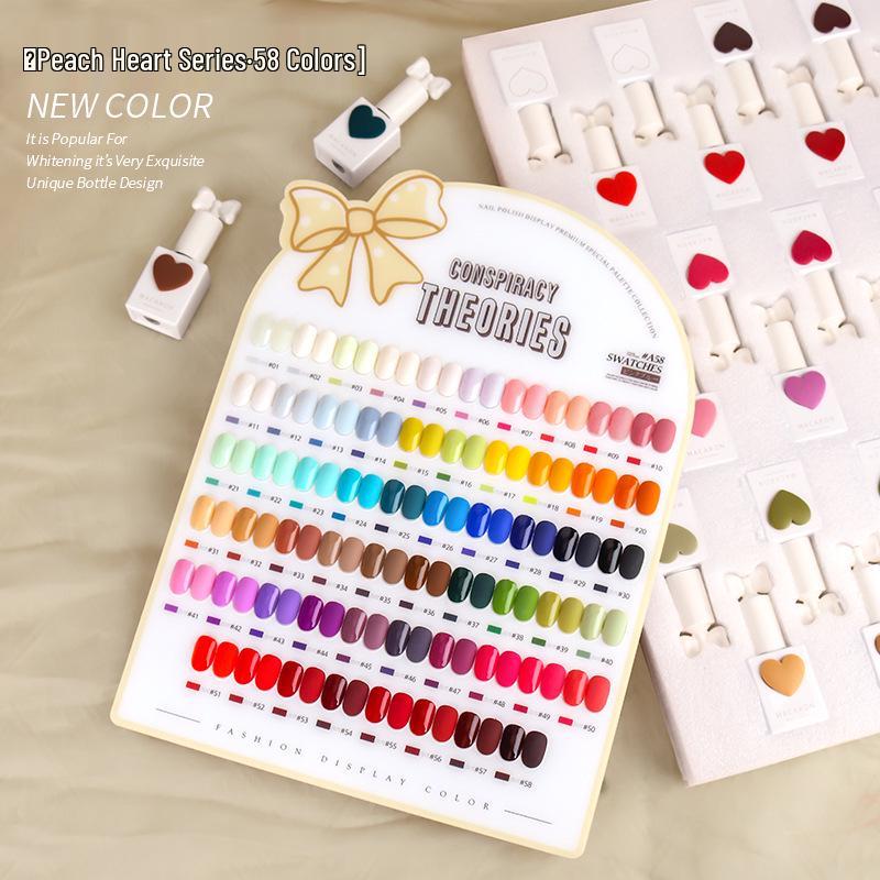 

Набор гель-лаков для ногтей «Персиковое сердце» 58 цветов - оттенки макарон, флакон в форме сердца, гель для светотерапии для салонов ногтевого сервиса