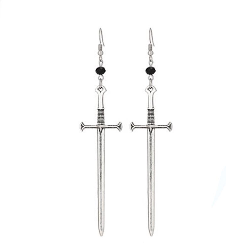 

Серебряные серьги-подвески в виде мечей - Классическая модная бижутерия для женщин и мужчин
