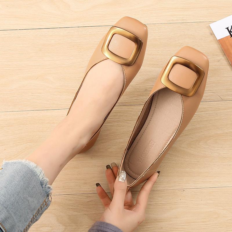 - New shoes women's square head grandma shoes shallow mouth flat sole single shoes women's soft sole