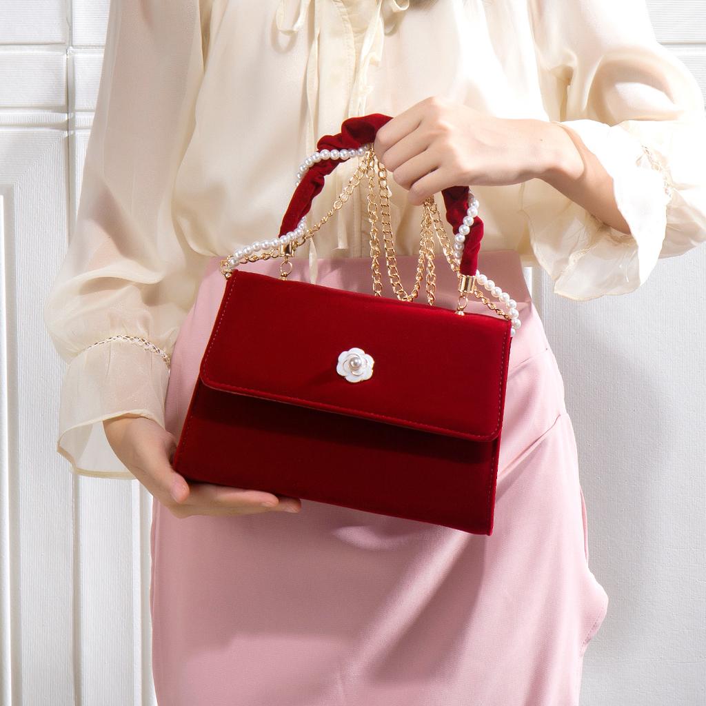 Women's bag 2024 new model red niche wedding bag New Year gift high-end crossbody handbag bridal bag