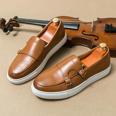 Mode Herrenmode Vulkanisierte Schuhe Schwarz Braun Doppelschnalle Britische Freizeit Komfort Lefu Sho Europäische Station Laufschuhe Herrenschuhe