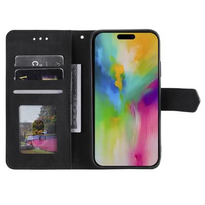 For iPhone 16 Pro Case Leather Flip Phone Cover Splicing Stitching