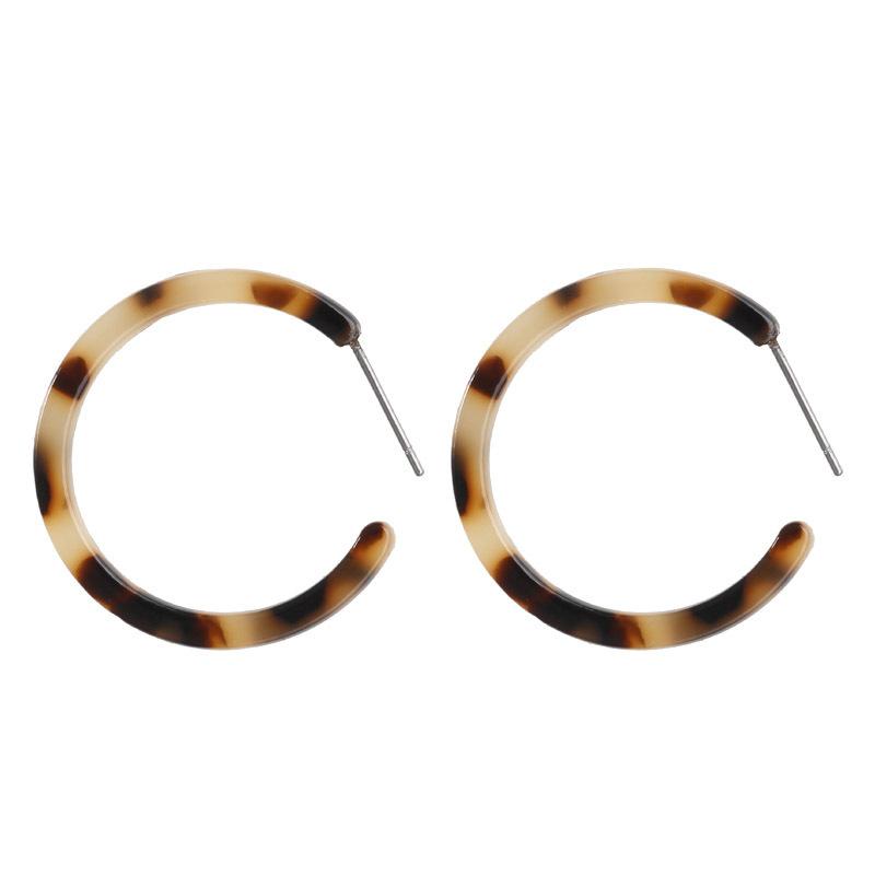 Orecchini a cerchio rotondi vintage leopardati in foglio di acido acetico per donna grandi minimalisti a cerchio in acrilico nuova bigiotteria boho
