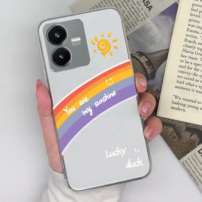 For Vivo Y22S Y27 Y33 Y35 Y36 Y37 Phone Case Beautiful Rainbow Pattern Screen Protector Transparent Soft Silicone Dustproof Shell For Vivo Bumper Bags