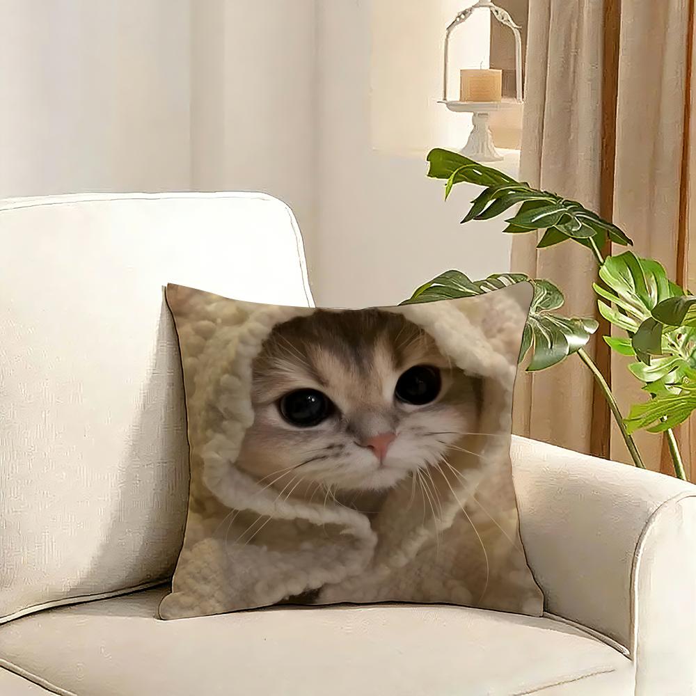 Cute Pet Animal Cushion Cover Reversible Plush Pillow Cover Soft Fluffy Home Decor for Sofa Bedroom