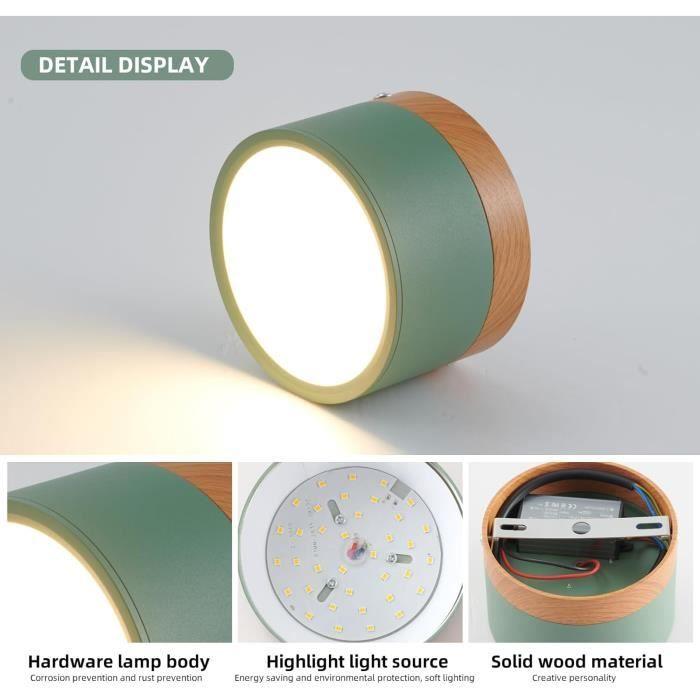 Plafonnier LED - Schindora - Mini rond - Bois - 12W - 3000K - Vert