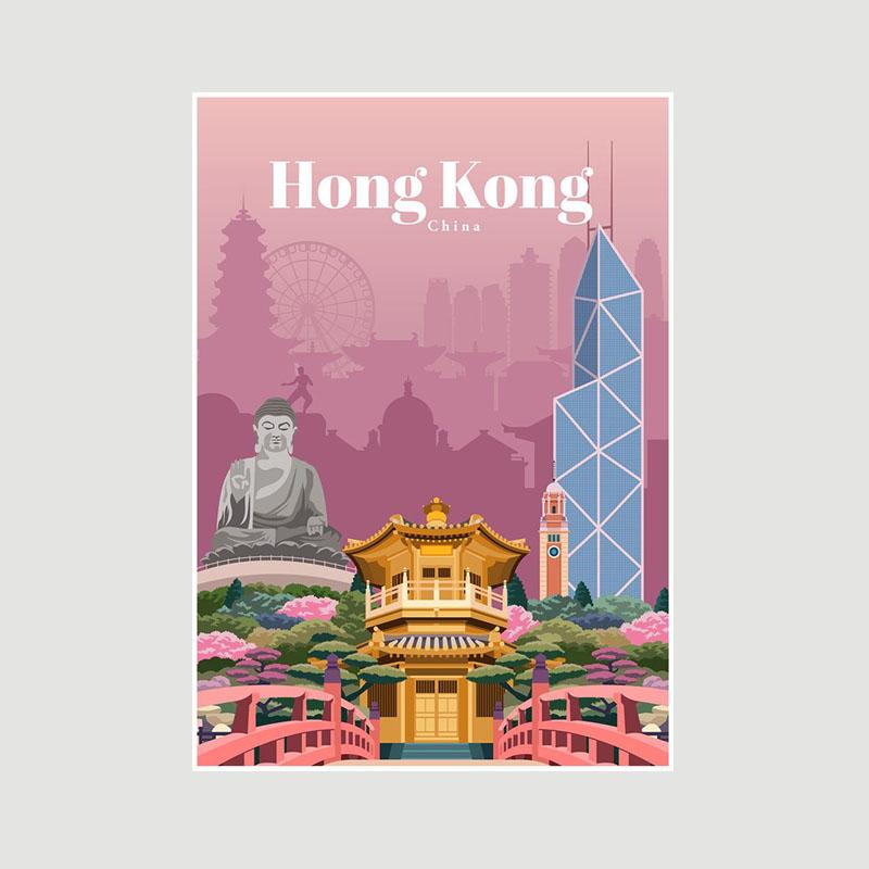 White Paper Cartoon City Landscape Poster Mural London Paris Travel Cities Prints Bedroom Decoration Painting Funny Abstract Wall Art Decor
