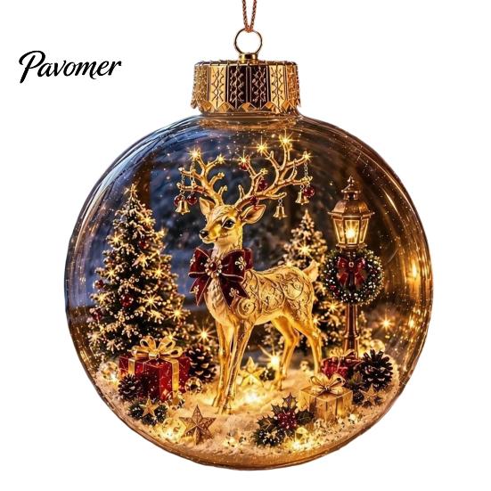 Durable Holiday Party Supplies Glowing Christmas Story Ornament, Mini Scene in Ball, Light Up Hanging Decorations for Garden Clear Plastic Ball