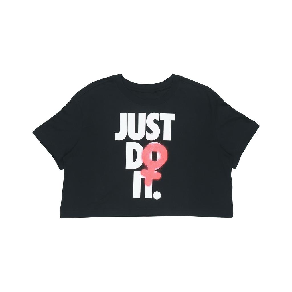 Nike Alphabet Print Short Sleeve T-Shirt Women Tops Black BV7171-010
