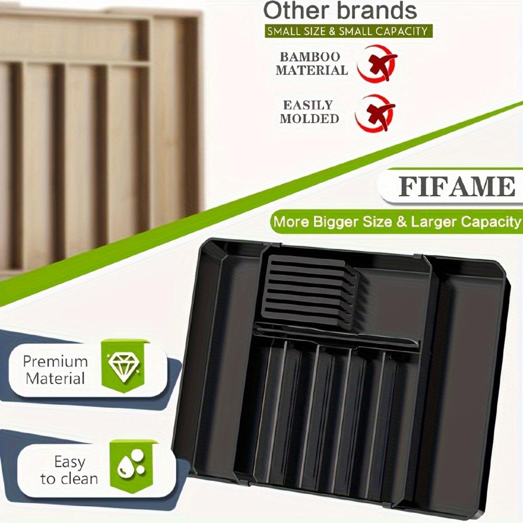 1pc Silverware Drawer Organizer, Expandable Kitchen Utensil Organizer, Larger Capacity Flatware And Cutlery Tray, Multi-Purpose