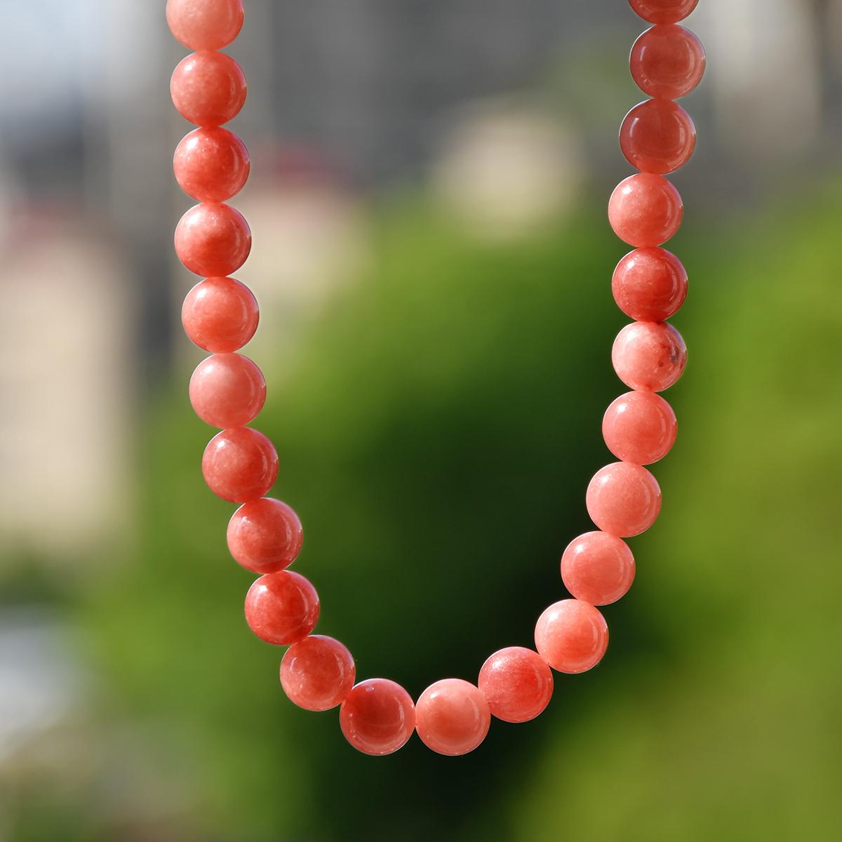 

Богемное Ожерелье из Натурального Камня Розовый Солнечный Камень 6мм 8мм 10мм Круглые Бусины Женское Нежное Вечернее Ручной Работы Циркон