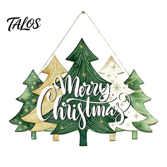 Christmas Hanging Wooden Signs Sign Ornament, Multi-Layer Tree Wood Plaque Multi Layered Wall Art with Rope, Merry Festive Door Decor Farmhouse Hanger