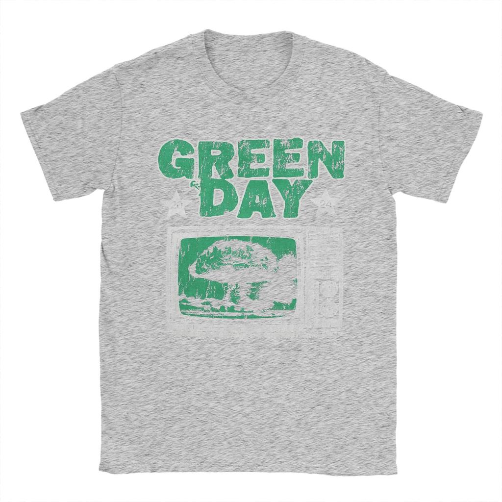Green Day Band T-Shirts for Men  Novelty Cotton Tee Shirt Round Collar Short Sleeve T Shirt Plus Size Tops
