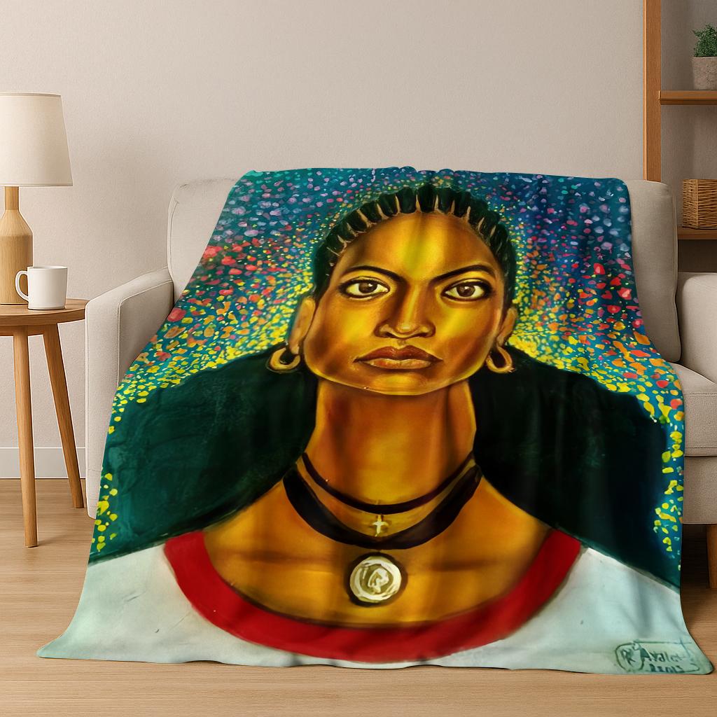 African Ethiopian Nationality Flannel Blanket Soft Warm Blanket for Home Bedroom Office Travel Camping Picnic Gift To Friend