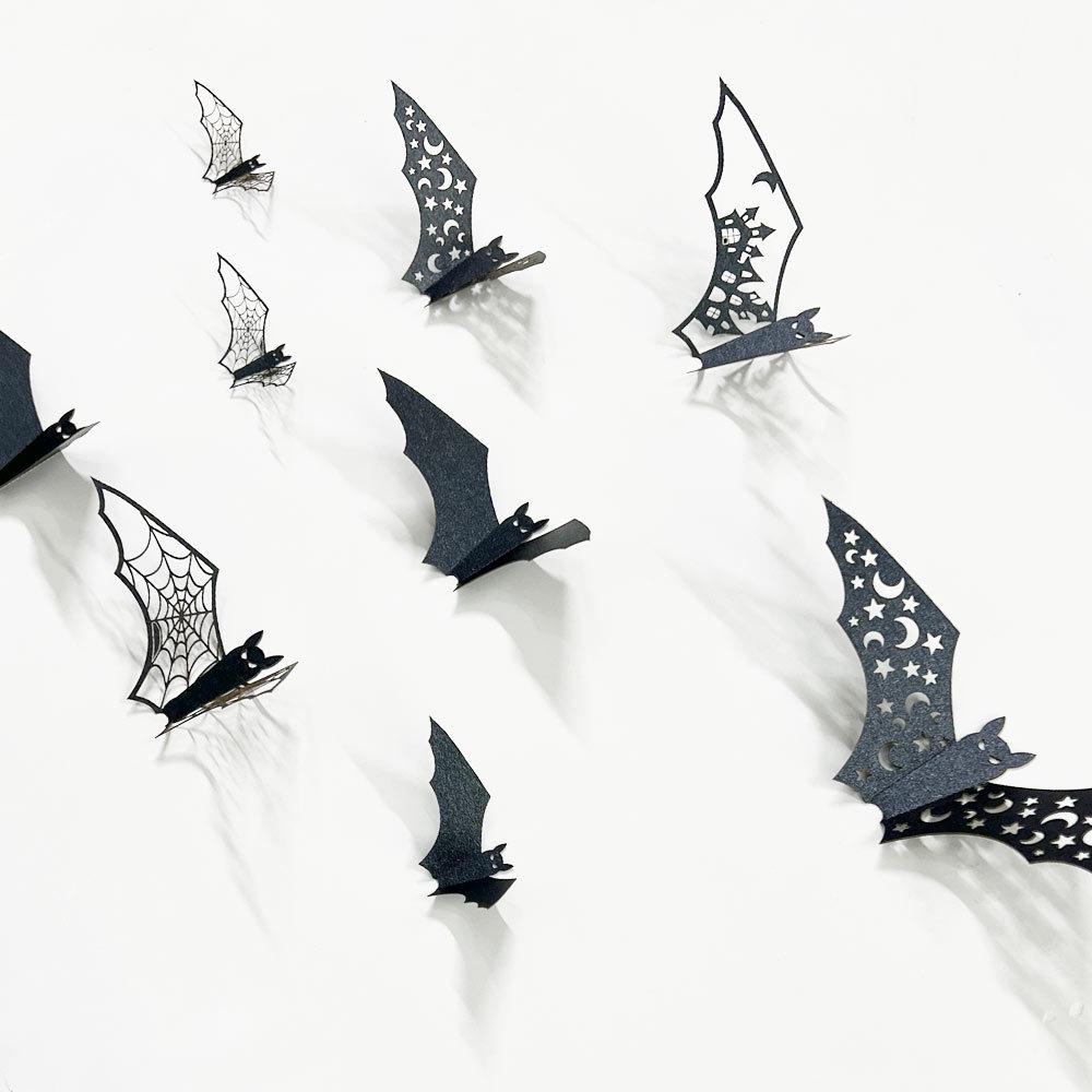 HB032 Halloween 3D Hollowed-Out Bat Wall Sticker for Festival Party Decoration