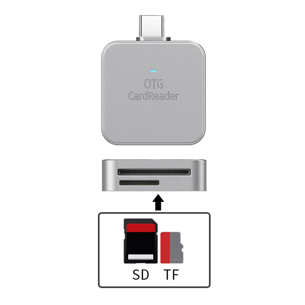 2-in-1 for SD TF Card Reader Data Converter Mobile Phone External Card Reader for iPhone Micro Type-C Phone Tablet