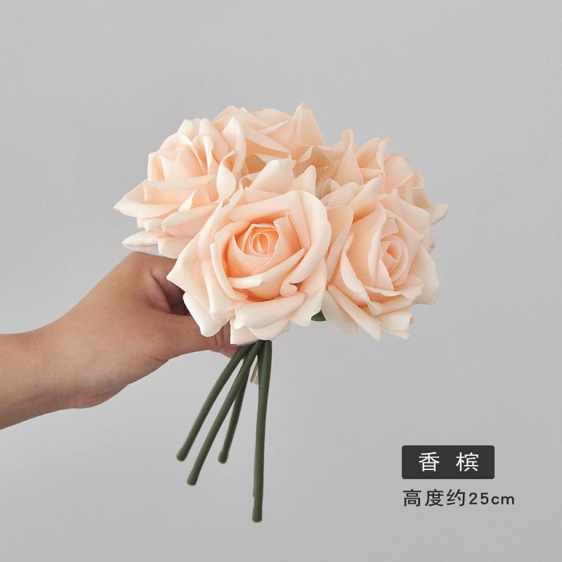 

Artificial Roses Single Stem 5pcs Fake Silk Flower Arrangement Bouquet Real Touch for Home Party Wedding Decoration(Light Pink)
