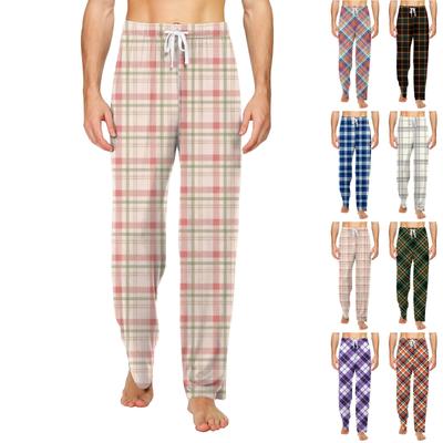 Pantalones de pijama casuales con cordón y estampado de moda de punto para hombre