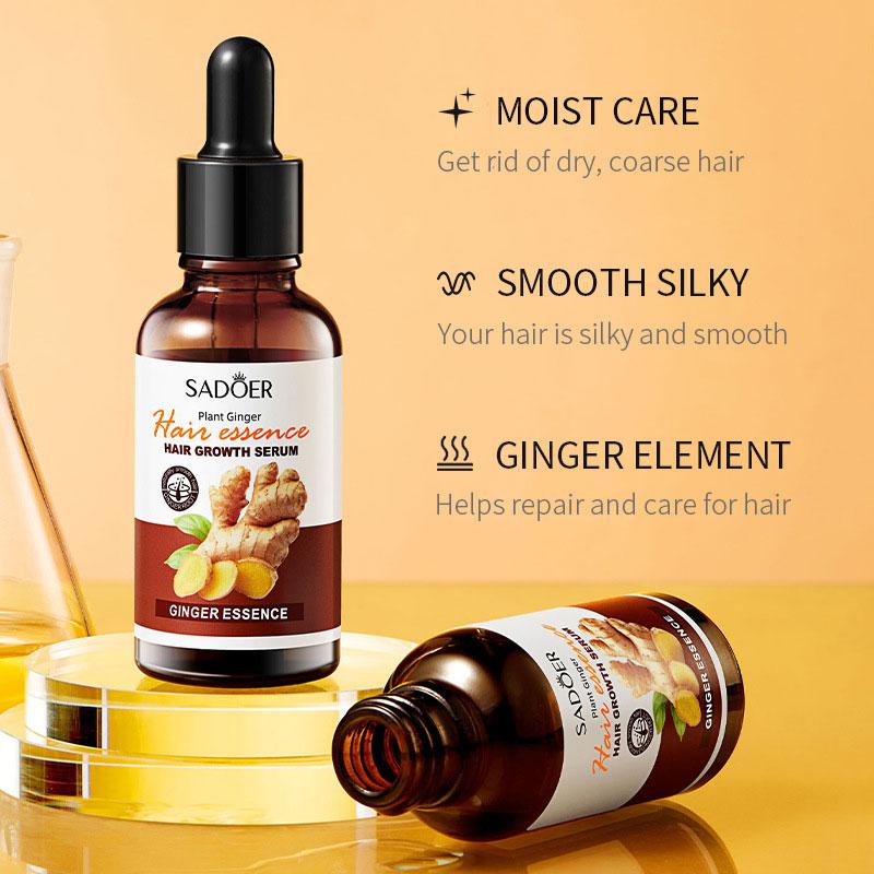 Sadoer Ginger Hair Care Solution Quickly Repair Damaged Curly Hair Moisturizes and Smooth Care Hair Care
