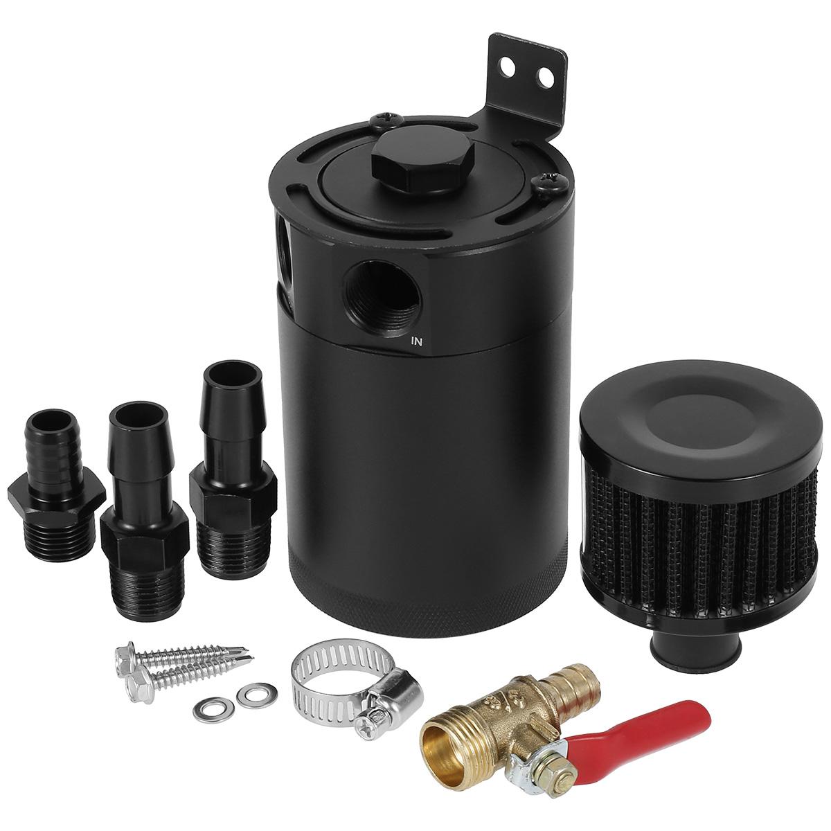 

Комплект масляного сепаратора с 2 портами, 150 мл, алюминиевый масляный резервуар, сливной клапан, фильтр, топливная магистраль NPT 3/8 дюйма чёрный