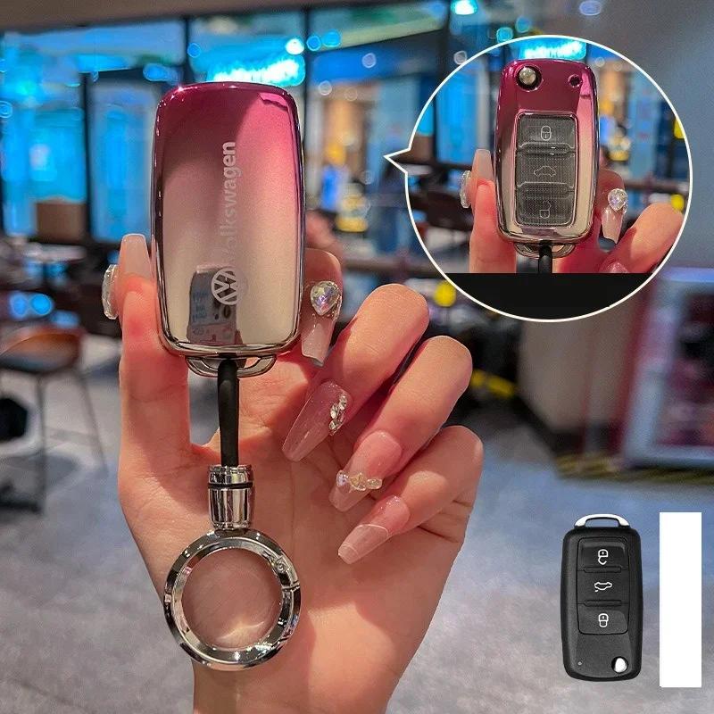 For VOLKSWAGEN TPU Car Key Case Cover Shell Cover For VW Volkswagen Polo Tiguan Passat B5 B6 B7 Golf 4 5 6 MK6 Jetta Lavida Keyc