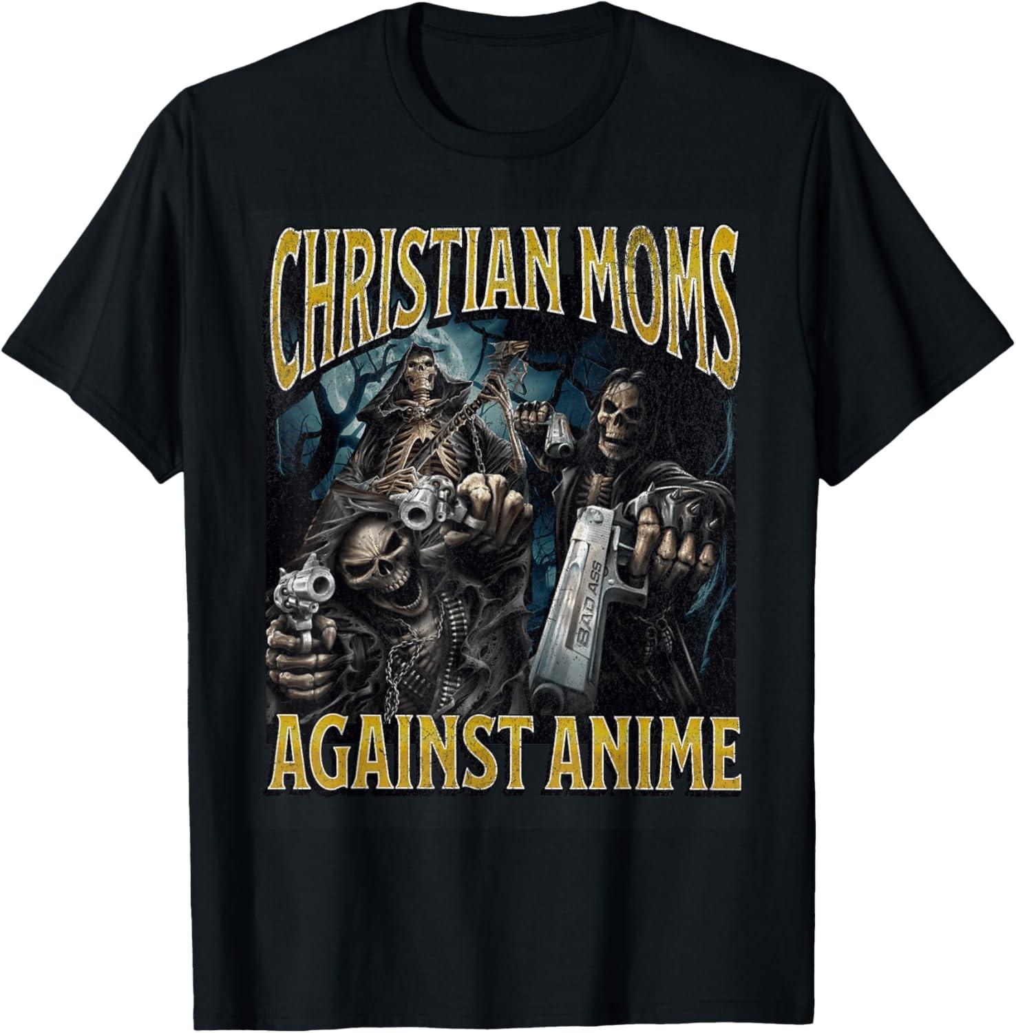 Christian Moms Against Anime Funny Hard Skeleton Meme T-Shirt S разноцветный