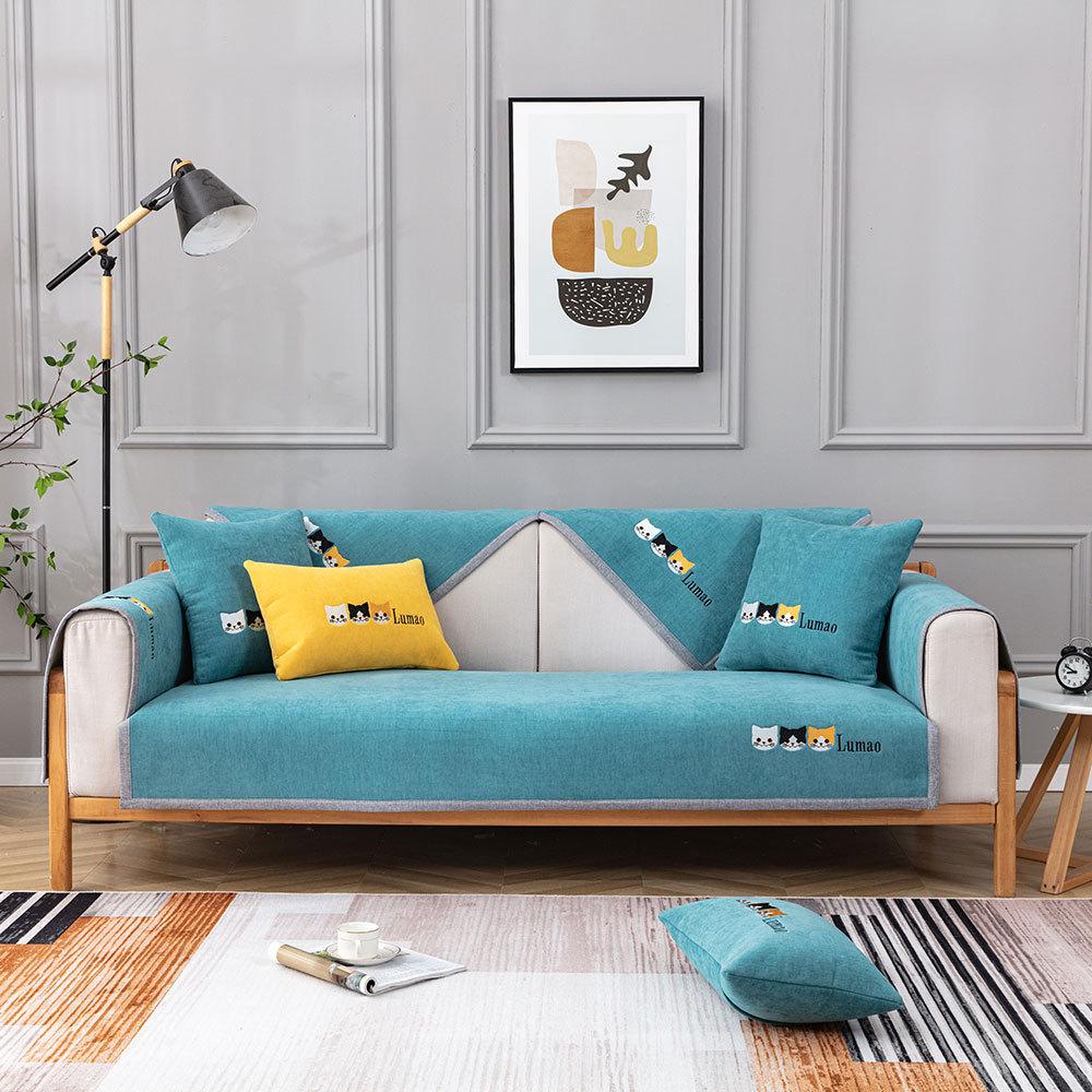 Chenille Sofa Cushion Kitten Four Seasons Universal Non-Slip Sofa Cover Nordic Simple Cushion Light Luxury Cover Towel