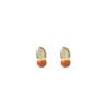 Silver Needle Maillard Tiger Eye Oval Two-Way Stud Earrings - Light Luxury, High-End Style for Women