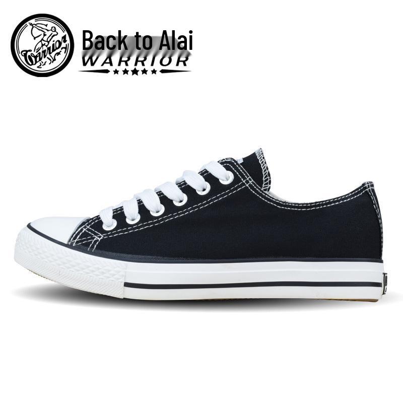 Men's Classic Black & White Low-Top Canvas Sneakers - Versatile, Casual, and Stylish Board Shoes for Spring
