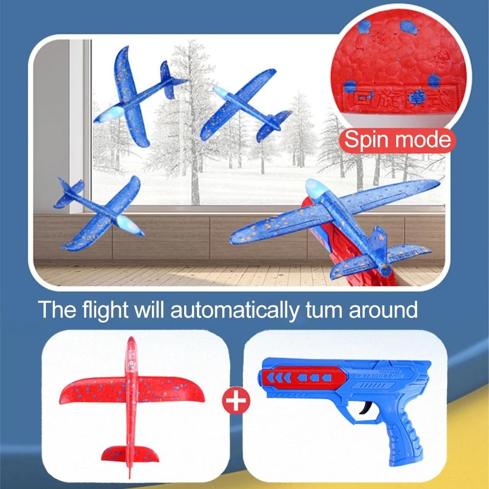 Airplane Launcher Toys Kids Catapult Guns Aircraft Shooting Toy Outdoor Sports Flying Foam Plane Launcher Gifts for Boys Girls