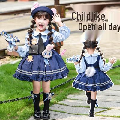 Girls' Bunny Police Officer Lolita Dress - Autumn 2025 Children's Princess Birthday Gown