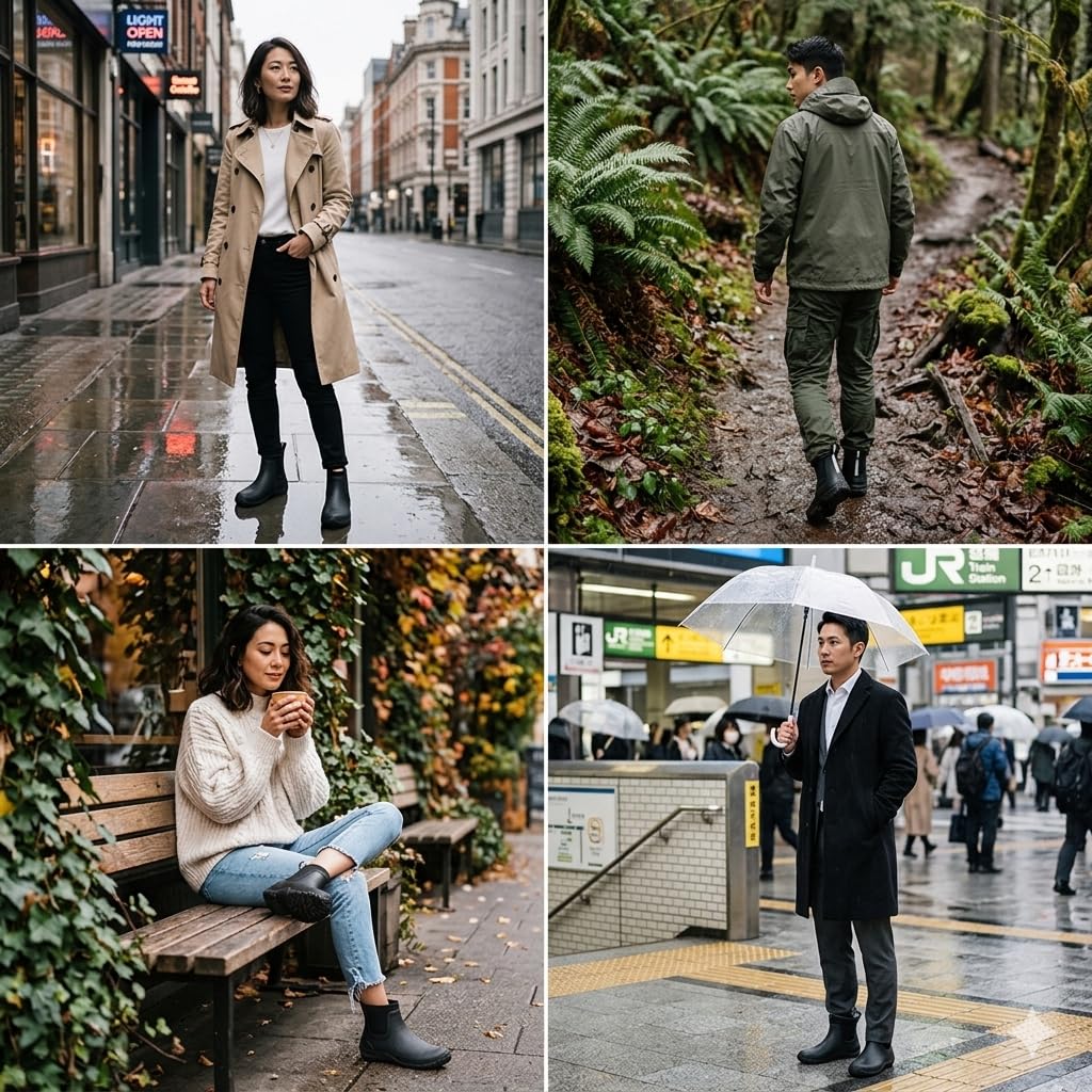 [Jollywalk] Sneaker-like, comfortable rain boots. Waterproof, non-slip, ankle-length, lightweight, stylish, unisex, suitable for commuting. Sizes 25-2