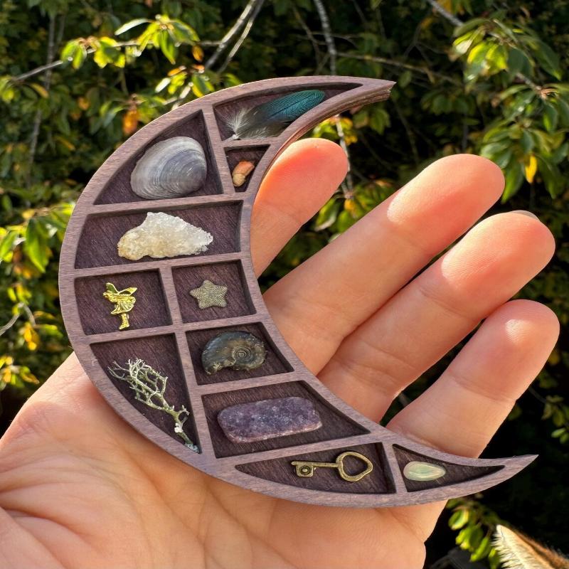 Multicolor Miniature Trinket Shelf Variety Grids Moon Mushroom Dollhouse Shelf Compartments