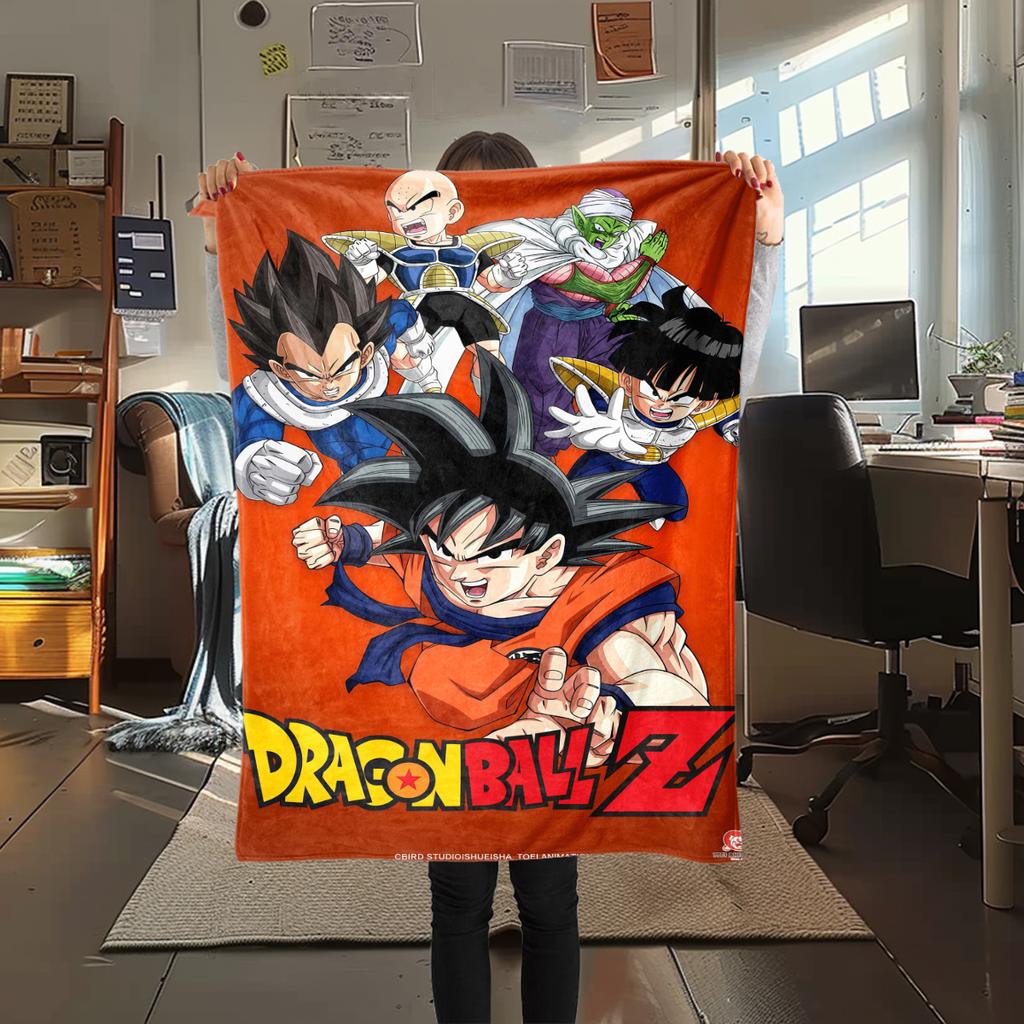 1 szt. Koc flanelowy z nadrukiem Son Goku, Wysokiej jakości, Na wszystkie pory roku, Wystrój domu, Ciepło i komfort, Idealny na prezenty świąteczne