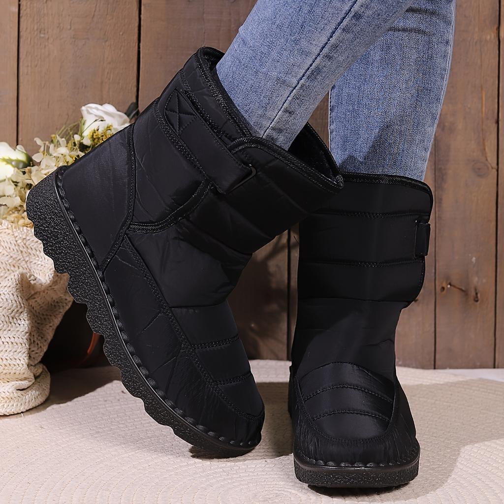 Women's Plush Lined Snow Boots, Waterproof Thermal Ankle Boots