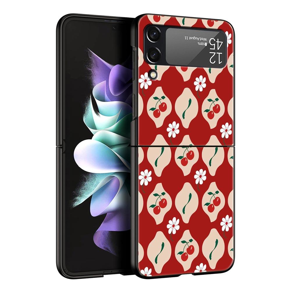 Handyhülle für Samsung Galaxy Z Flip 3 4 5 6 7 Faltbar Für Samsung Z Flip4 Flip5 PC Hartschalenhülle Stilvolles Design mit Blumenmuster