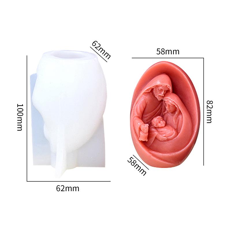 Catholic Holy Family Candle Mold Jesus Virgin Mary Figurine Silicone Mould Handmade 3D Gift Christmas Home Decoration Diy Molds