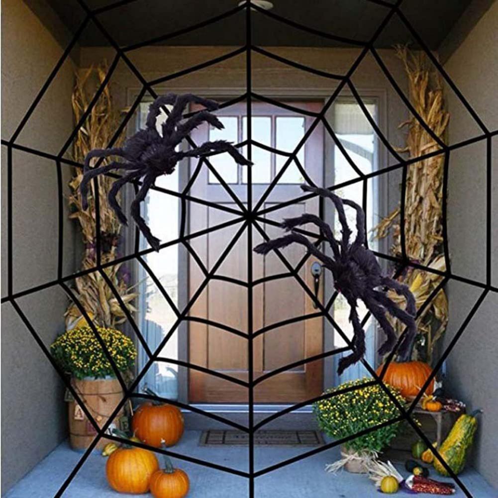 75cm/90cm/120cm/150cm Luminous Halloween Spider Scary Big LED Spider Web Haunted Indoor Outdoor Halloween Decorations Props