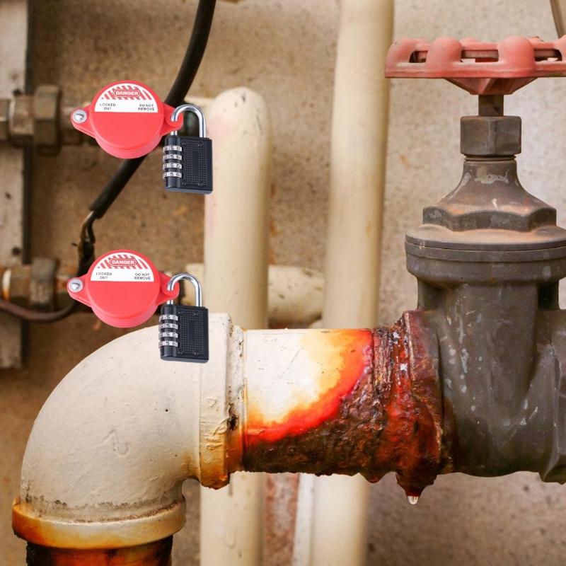 Secure Water Tap Locking Set with Padlock Gate Valves Lockout System Plastic Gate Valves Lock with Combo Lock for Home