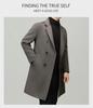 Men's Premium Double-Faced Wool Coat - Mid-Length, Autum/Winter Business Casual 100% Wool Overcoat