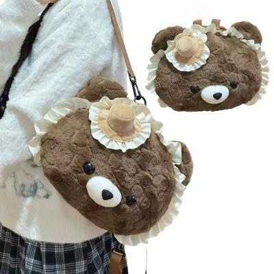 Cartoon Big Face Bear Plushie Backpack Kawaii Lolita Bag Design Shoulder Bag for Woman High Street Fashion Backpack Girl's Gift