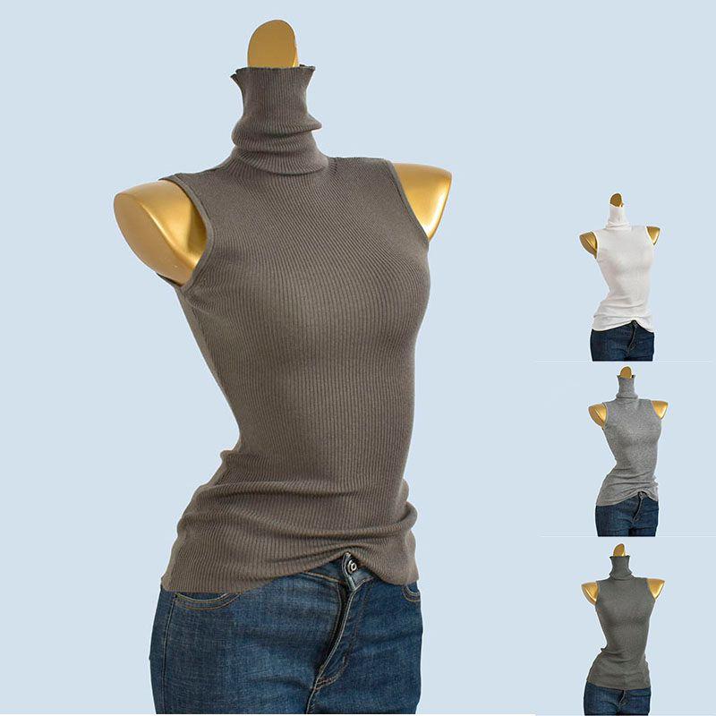 High Proportion Woolen Sweater Autumn and Winter Turtleneck Sleeveless Vest Slim Fit Slimming Women Inner Wear Bottoming Shirt All-Matching Top